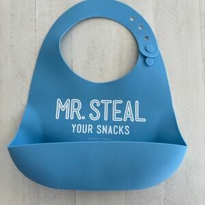 “Mr. Steal Your Snacks" silicone bib by Tunno Tots EUC
